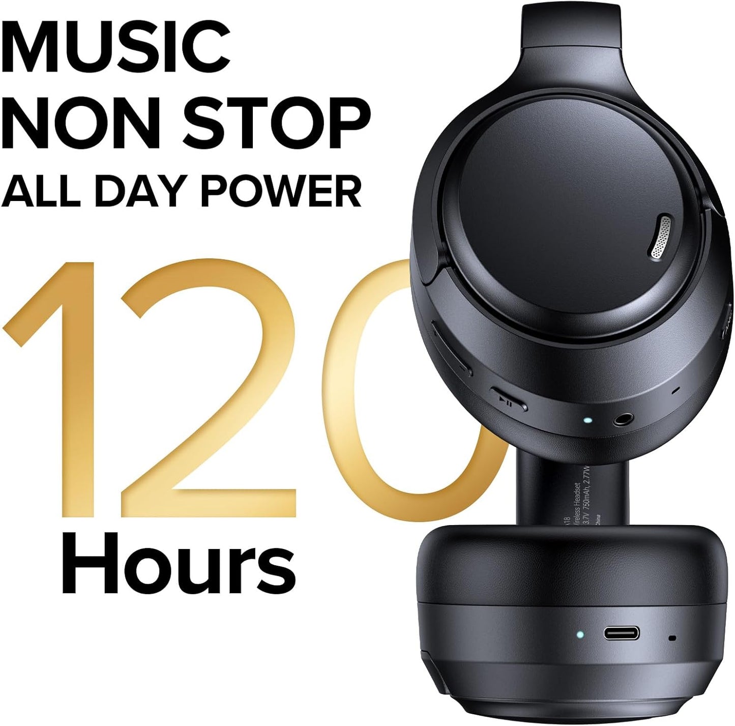 TAGRY Hybrid Active Noise Cancelling Bluetooth Headphones ENC Mic Clear Call Over Ear Headphones 120Hrs Playtime Wireless Earbuds with Hi-Res Audio Low Latency ANC Headset for Game Travel Office Home