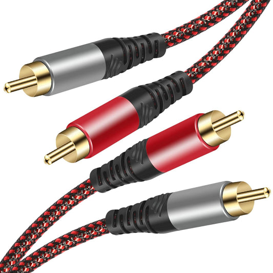 RCA Cable 25Ft,2Rca Male to 2-RCA Male Audio Stereo Subwoofer Cable [Hi-Fi Sound] Nylon-Braided Auxiliary Audio Cord for Home Theater, HDTV, Amplifiers, Hi-Fi Systems,Speakers and etc (25Ft)