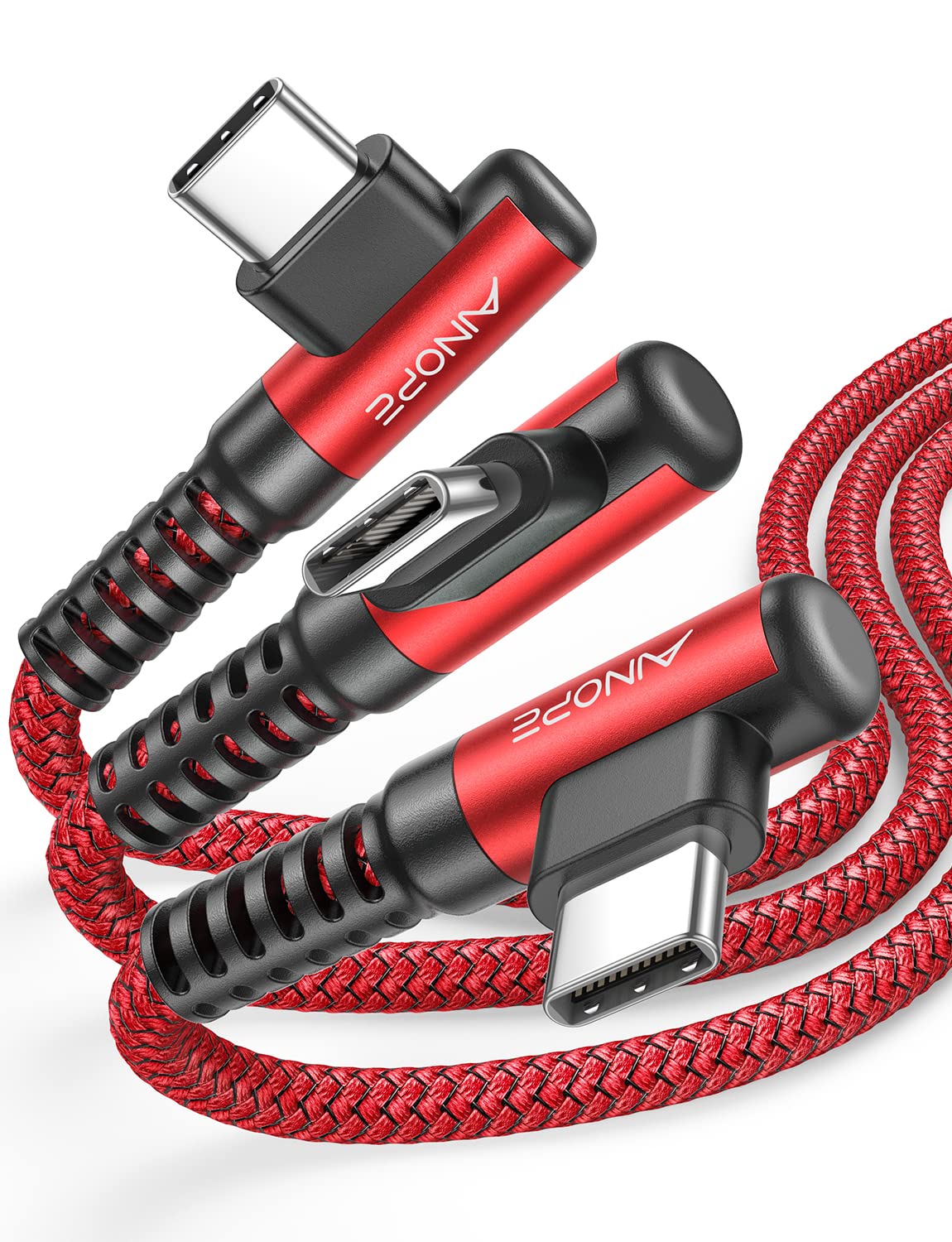 AINOPE USB C to USB Cable [3-Pack 3.3ft/6.6ft/10ft] 3.1A USB Fast Charge Right Angle, Resistant Nylon Braided USB C Charging Cable Compatible with Galaxy S21 S20 Plus, Note 20 10 9, Moto