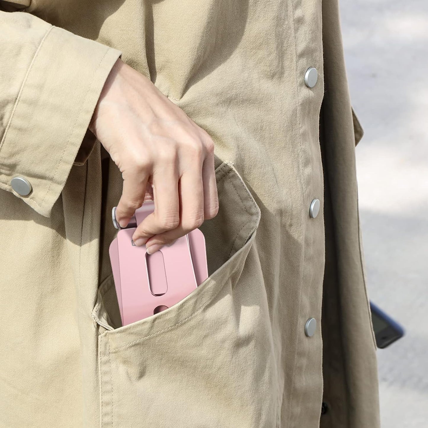 OMOTON Foldable Cell Phone Stand, C4 Portable Aluminum Phone Holder, Adjustable Phone Dock Cradle Compatible with iPhone 16/15/14/13 Pro Max, Samsung Galaxy, Small Tablets, All Smart Phones, Rose Gold