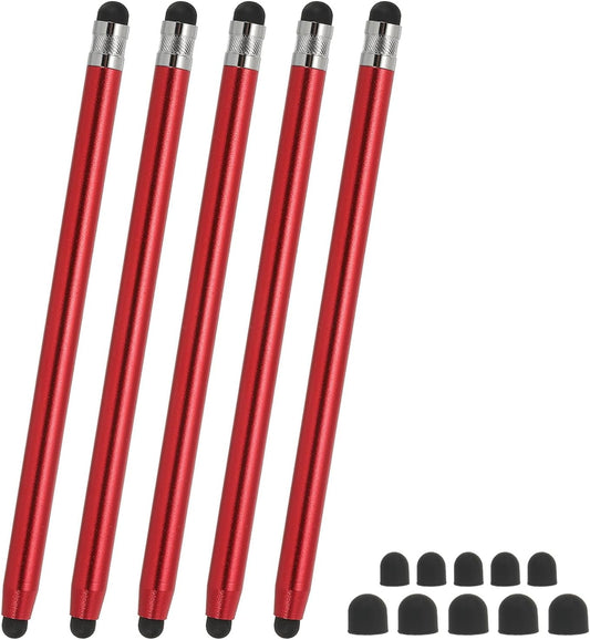 PATIKIL 5 Pcs Stylus Pens for Touch Screens, 2 in 1 High Sensitivity Universal Pen Capacitive Stylus for Phone Tablets Laptop Touch Screen Devices, Red
