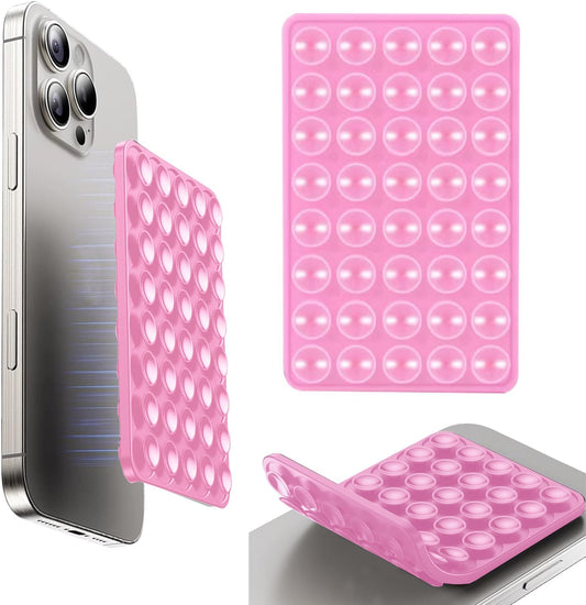 Octo Cup Buddy Sticky Grip Holder for Silicone Cellphone, Silicone Suction Cup Phone Case Mount Double Sided, Hands-Free Phone Accessories Strong Grip Holder for Selfie and Video (Pink)
