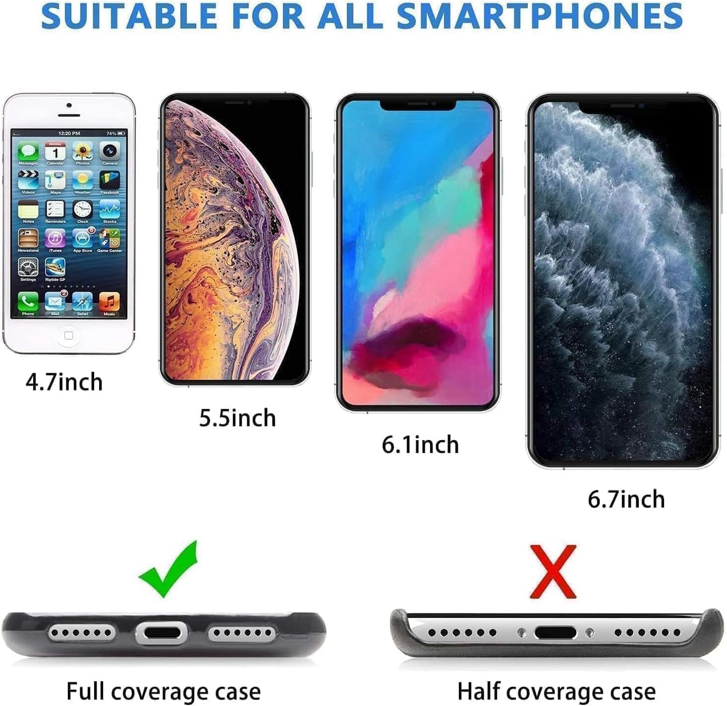 Adjustable Crossbody Cellphone Lanyard for iPhone, Includes 2 Lanyard,2 Pcs TPU phone tether tab, Black＋Clear