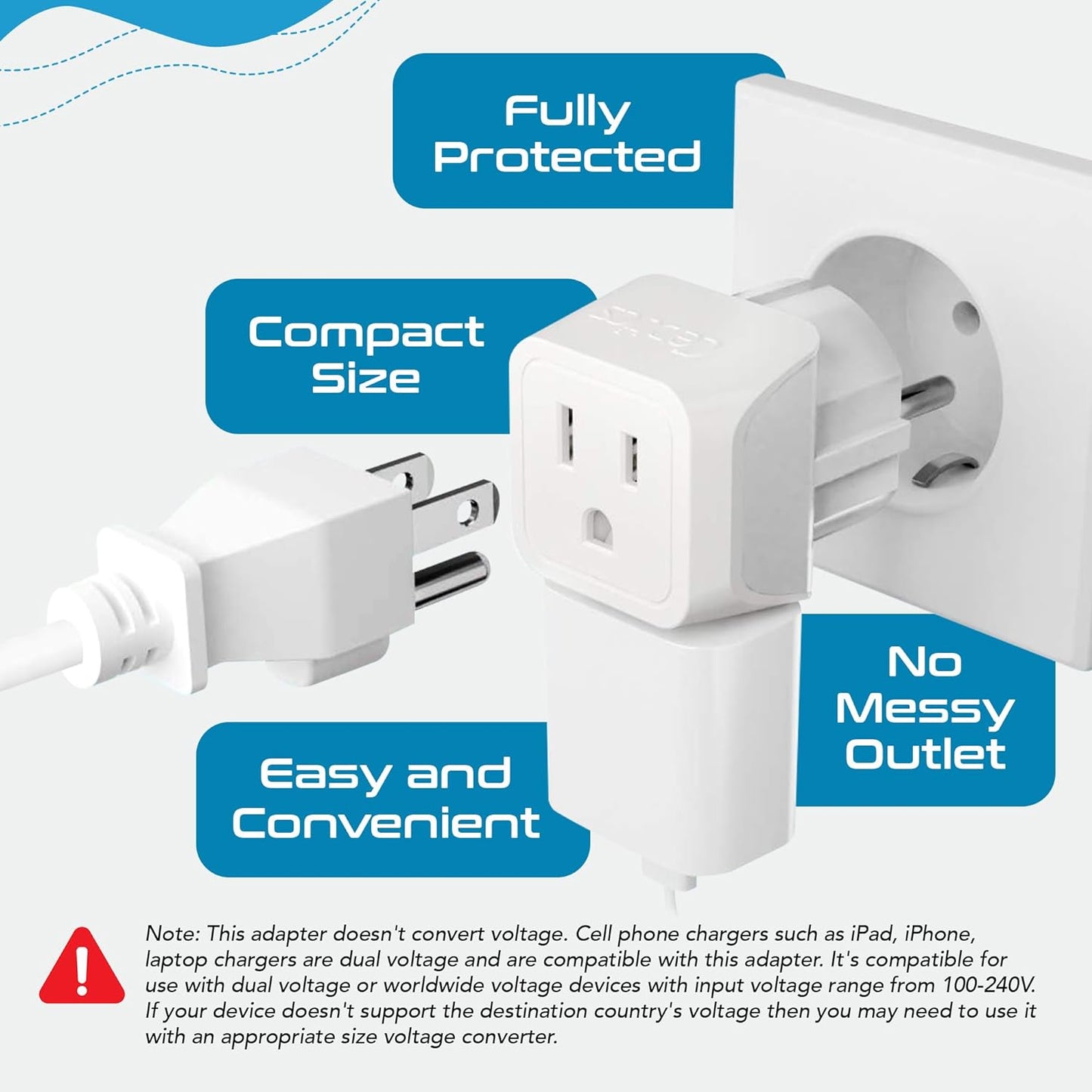 Ceptics European Plug Adapter 4 Pack Set, USA to Europe, Italy, Germany, England, Spain, Italy, Iceland, France (Type C, E/F, G, L) - for Your Cell Phones, Tablets, iPhone, Camera (CT-EU-4SET)