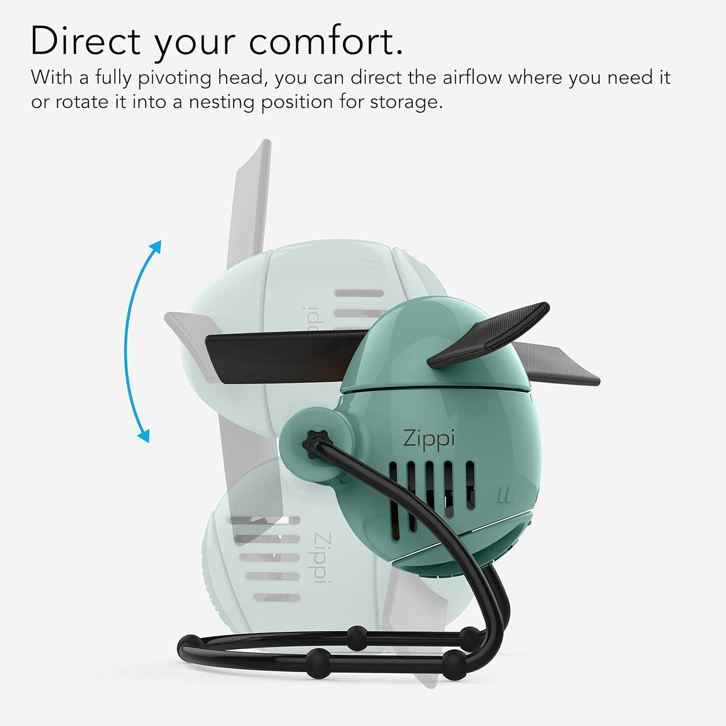 Vornado Zippi Small Personal Fan, Foldable Cooling for Desk, 2 Speed Settings, Soft Nylon Blades, Directable Airflow, Compact Design, Perfect Fan for Office and Bedroom, Multiple Color Options, Green