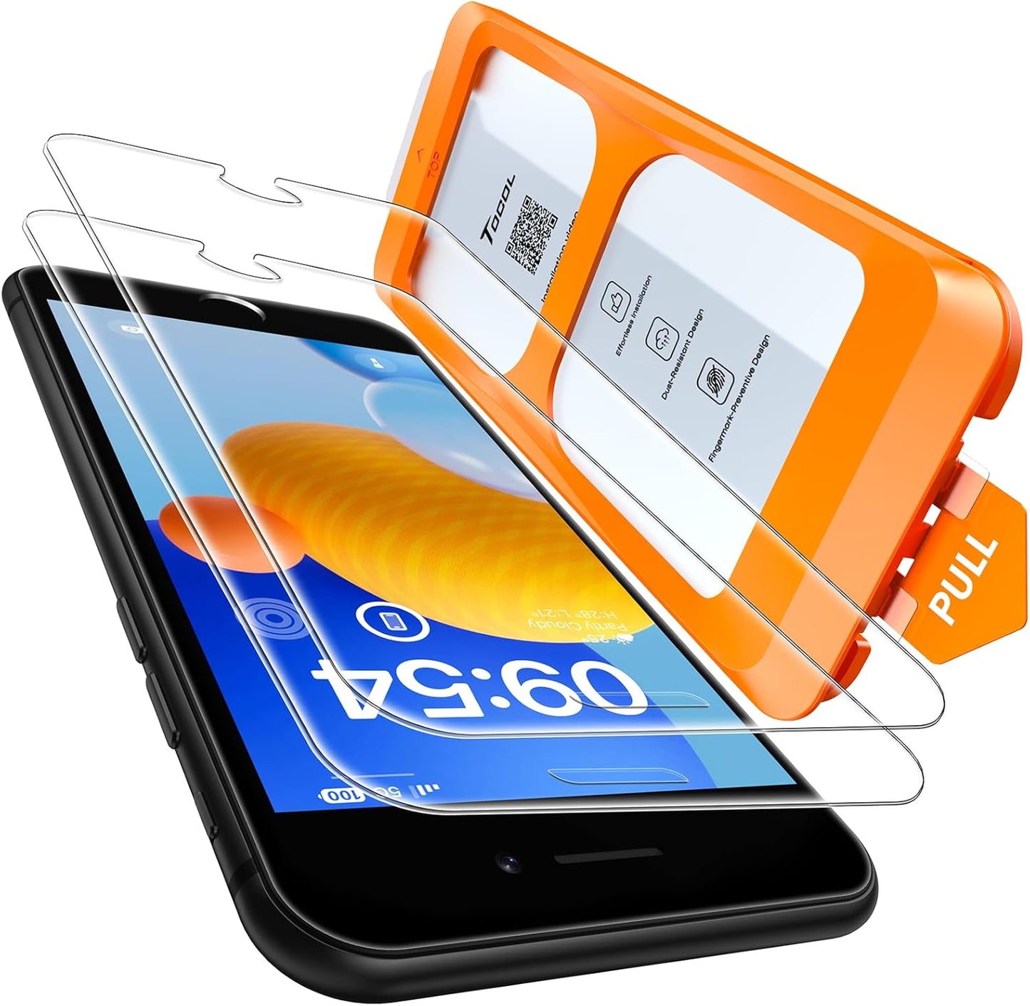 TOCOL 2 Pack Screen Protector for iPhone SE 3/2 (2022/2020 Edition), iPhone 8/7, iPhone 6s/6 4.7-Inch Instant Installation 14FT Military Grade Protective 9H+ Tempered Glass HD No Bubbles No Dust