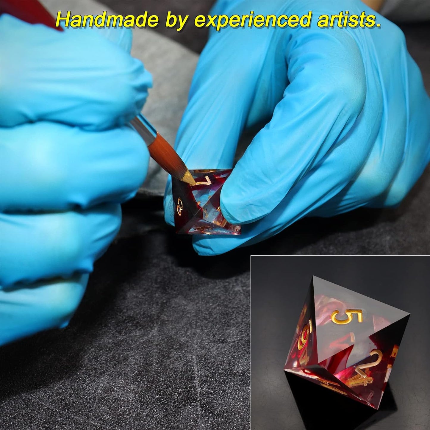 Haxtec Mystery DND Dice Set Sharp Edge Resin Dice with Dice Case Handmade Polyhedral D&D Dice Set for TTRPG Dungeons and Dragons DND Gifts