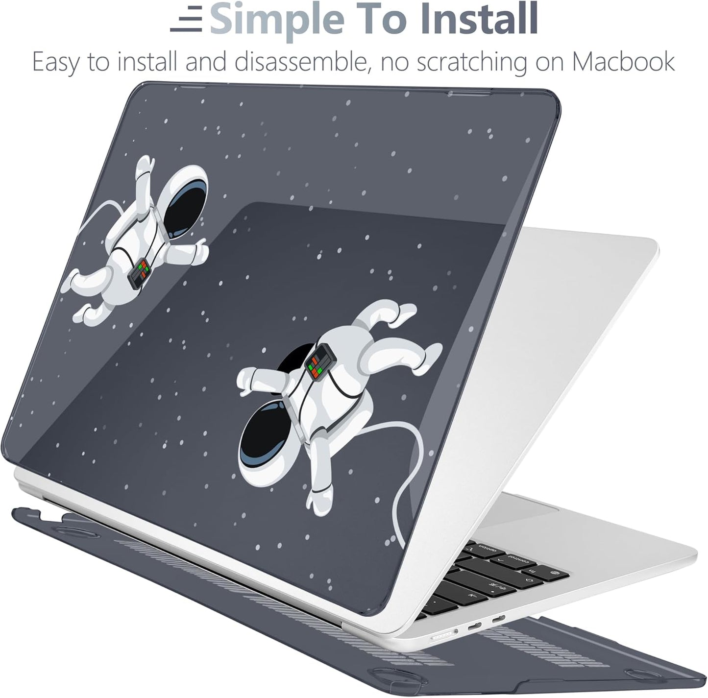 Batianda Premium Case for New MacBook Air 15 inch 2025 2024 2023 with M4 M3 M2 Chip, Designed Black Protective Plastic Hardshell & Keyboard Cover & Screen Protector, Cosmonaut