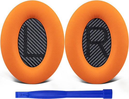 SoloWIT Replacement Earpads Cushions for Bose QuietComfort 35 (QC35) & Quiet Comfort 35 II (QC35 ii) Headphones, Ear Pads with Softer Leather, Noise Isolation Foam, Added Thickness (Orange)