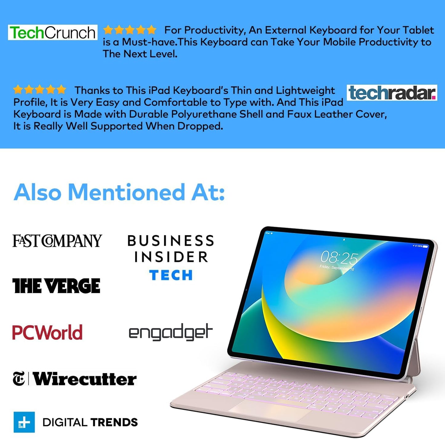 Keyboard Case for iPad Air 13 2024 and iPad Pro 12.9 inch 2022-6th / 2021-5th / 2020-4th / 2018-3rd Generation – Magnetic Keyboard Case with Multi-Touch Trackpad – Floating Cantilever Stand