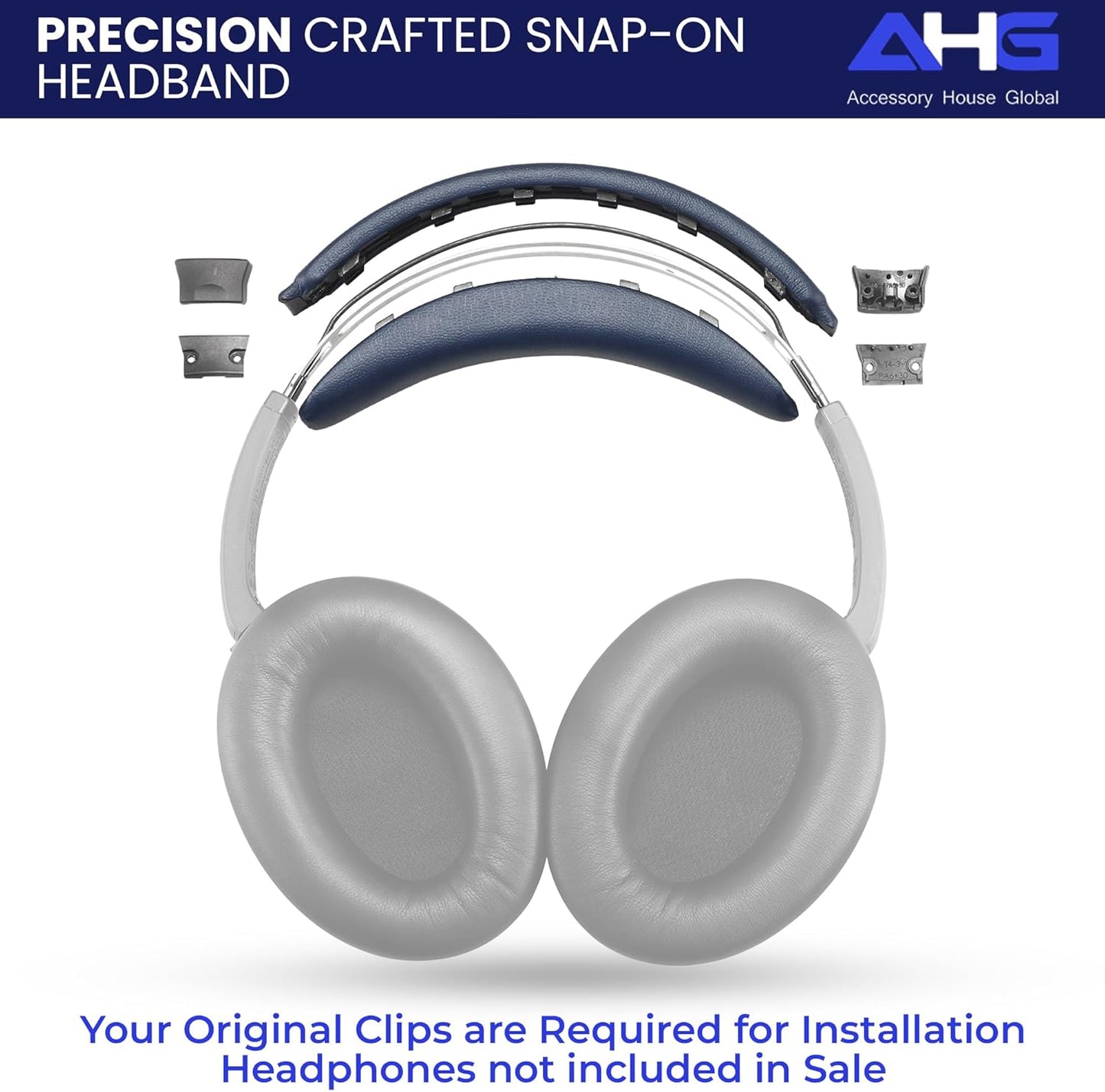 QC35 II Headband Pad Cushion Cover Compatible With Bose QuietComfort 35 Headphones (Blue) - Easy Clip-on Design, Premium PU, FlexiSoft High-Density Foam