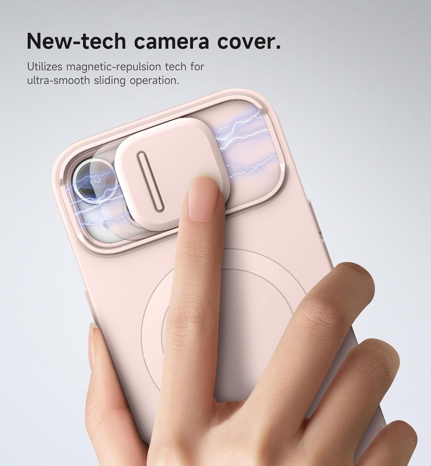 SURITCH for iPhone 13/14 Case with Magnetic Camera Slide Cover and Adjustable Kickstand, Compatible with MagSafe, Shockproof Bumper Case Slim Protective Cover for iPhone 13/14 6.1 Inch, Pink