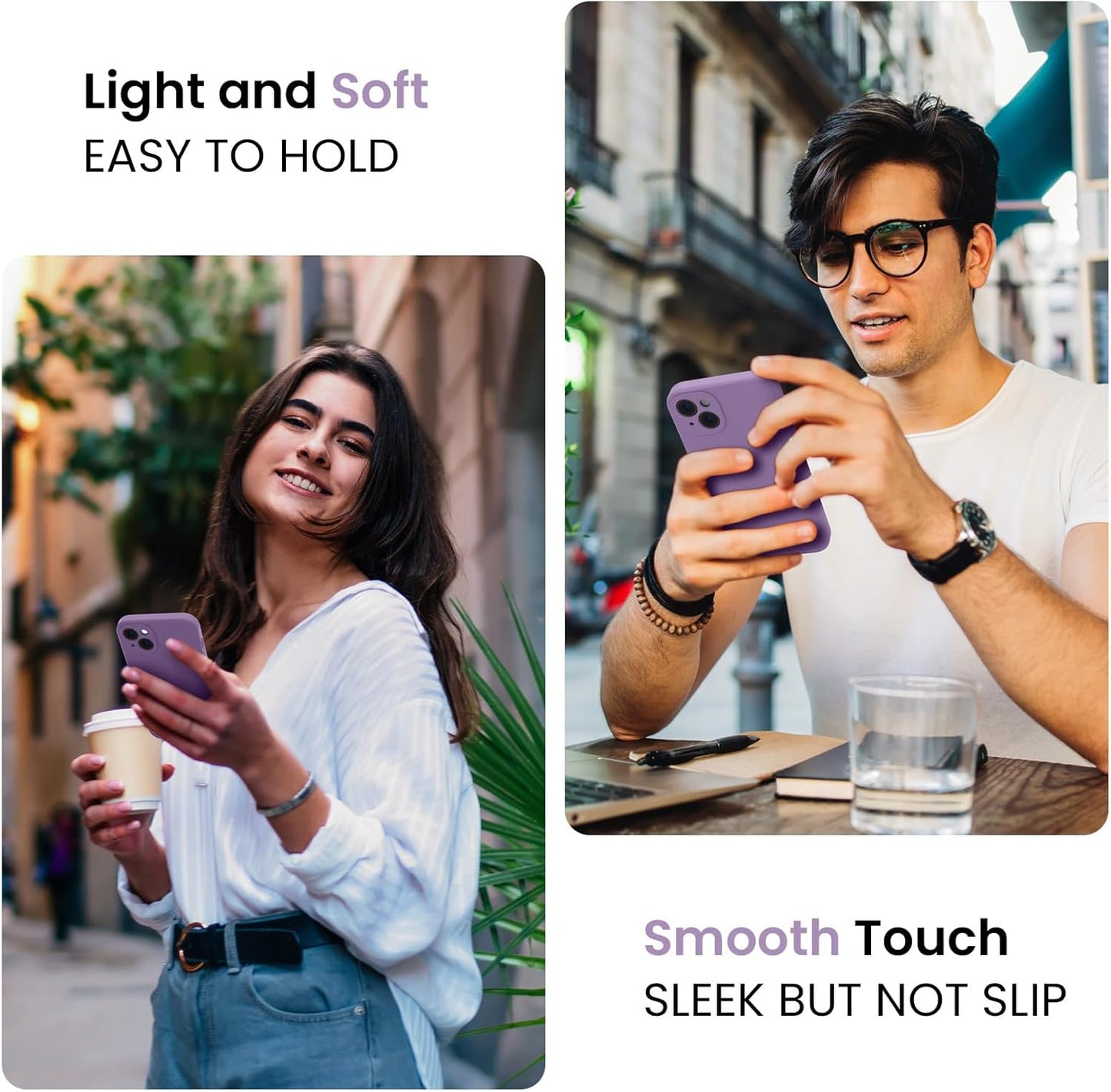 FireNova Designed for iPhone 15 Case, Silicone Upgraded [Camera Protection] Phone Case with [2 Screen Protectors], Soft Anti-Scratch Microfiber Lining Inside, 6.1 inch, Light Purple