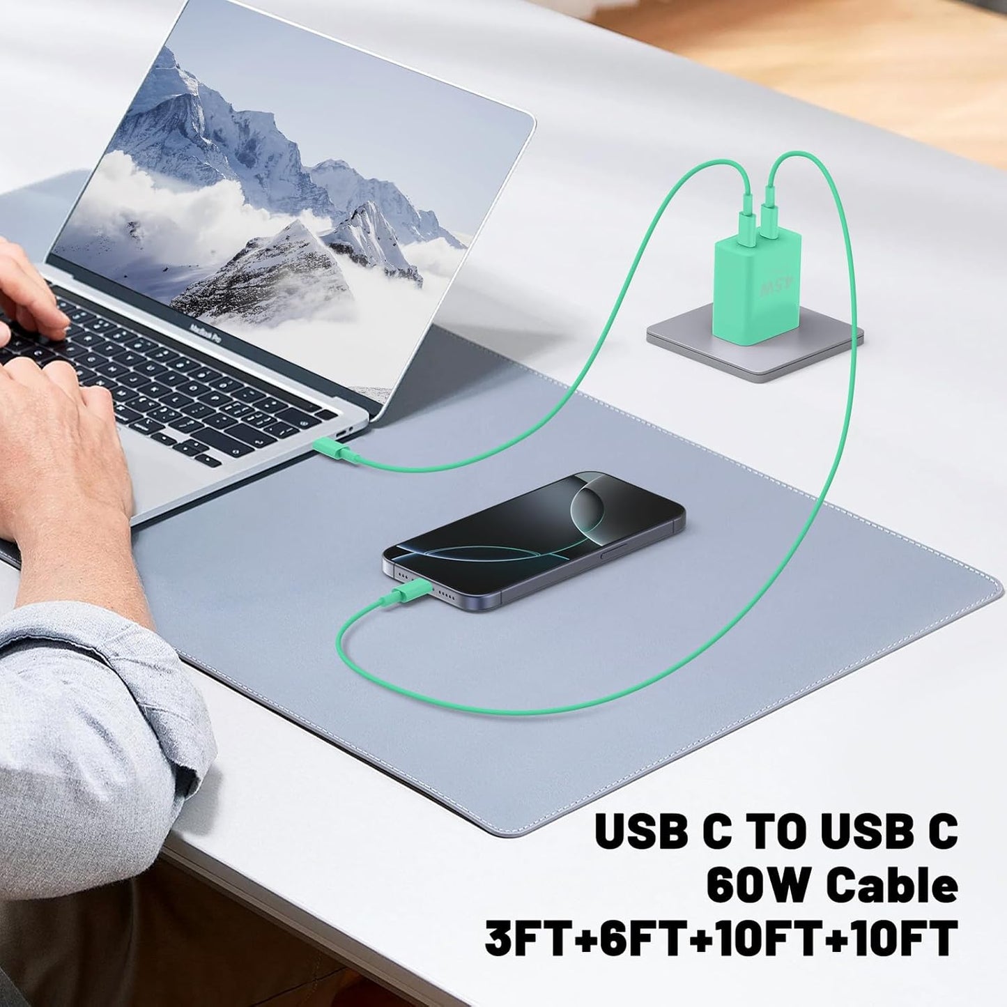 Super Fast Samsung Charger Type C,45W Dual Port USB C Fast Charger Block [2-Pack] & Extra Long 60W 3/6/6/10FT USB C Cable - PD Quick Charging 3.0 for Samsung Galaxy S25 Ultra/S24+/S23 iPhone 16