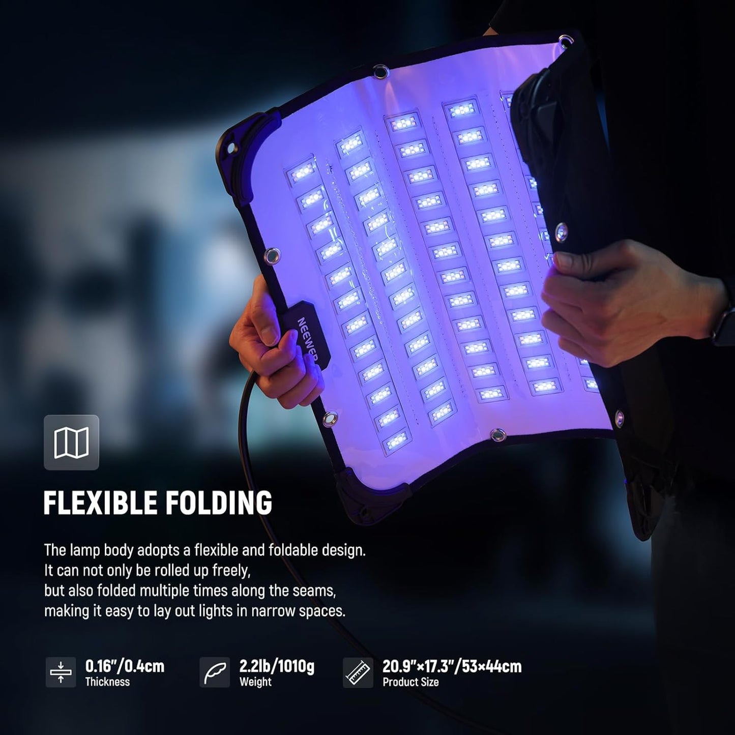 NEEWER 115W Flexible LED Video Light, Studio RGB Panel Light Mat Kit with Softbox APP/2.4G/DMX Control 2500K-10000K 14700lx/0.5m CRI96+, Key Lighting for Photography Streaming Video Recording, FL100C