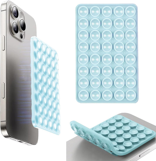Octobudy Silicone Sticky Grip Suction Cup Phone Mount - Double Sided, Higher Suction Power Holder for Hands-Free Selfies & Videos,Silicone Phone Sticky Grip Compatible iPhone Android（Blue）