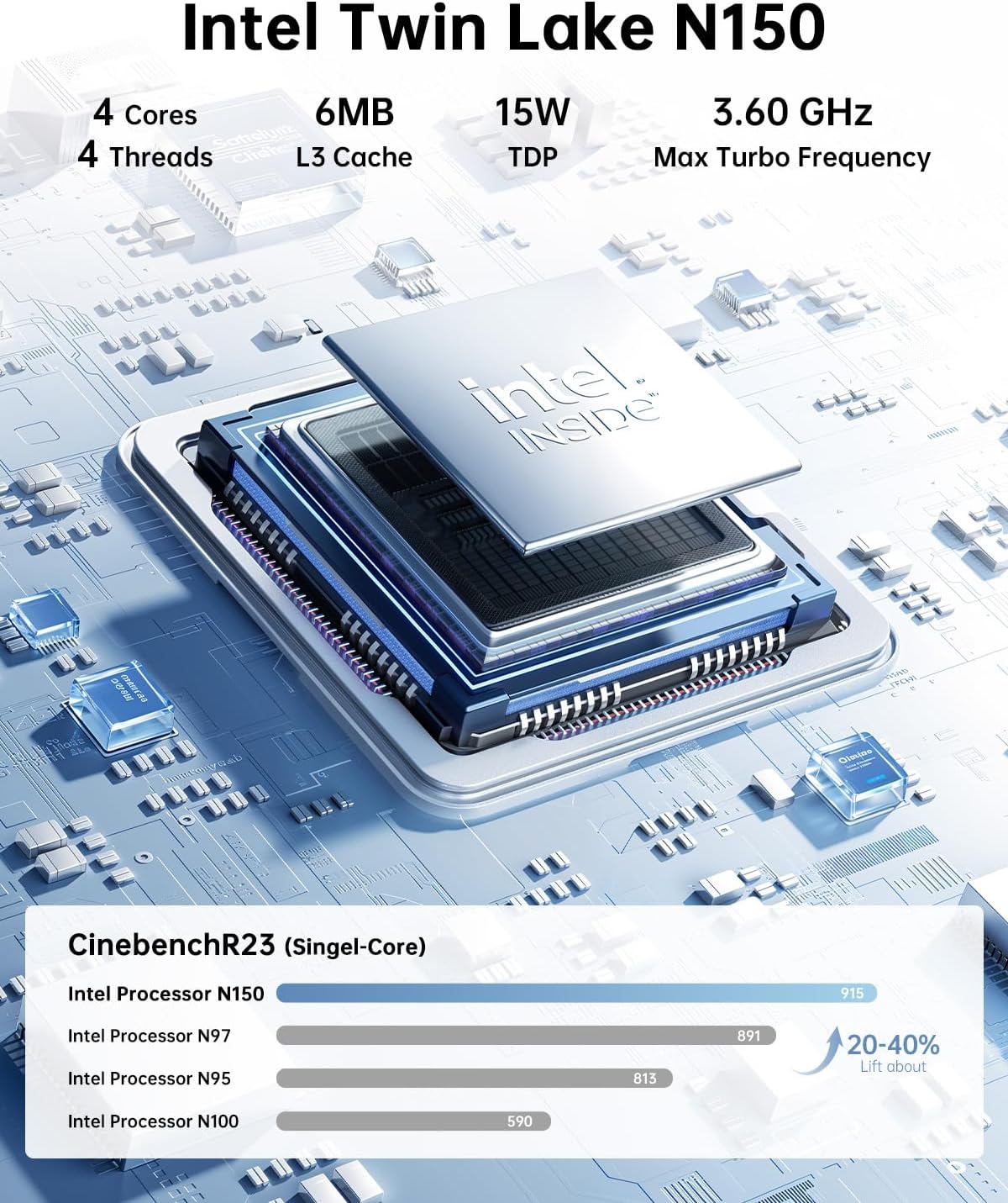 KAMRUI Essenx E2 Mini PC 11 Pro Twin Lake N150 Mini Computer, 16GB RAM 512GB M.2 SSD, Micro PC Support 4K Display/USB3.2/WiFi/BT/Gigabit Ethernet Mini PC Home/Office