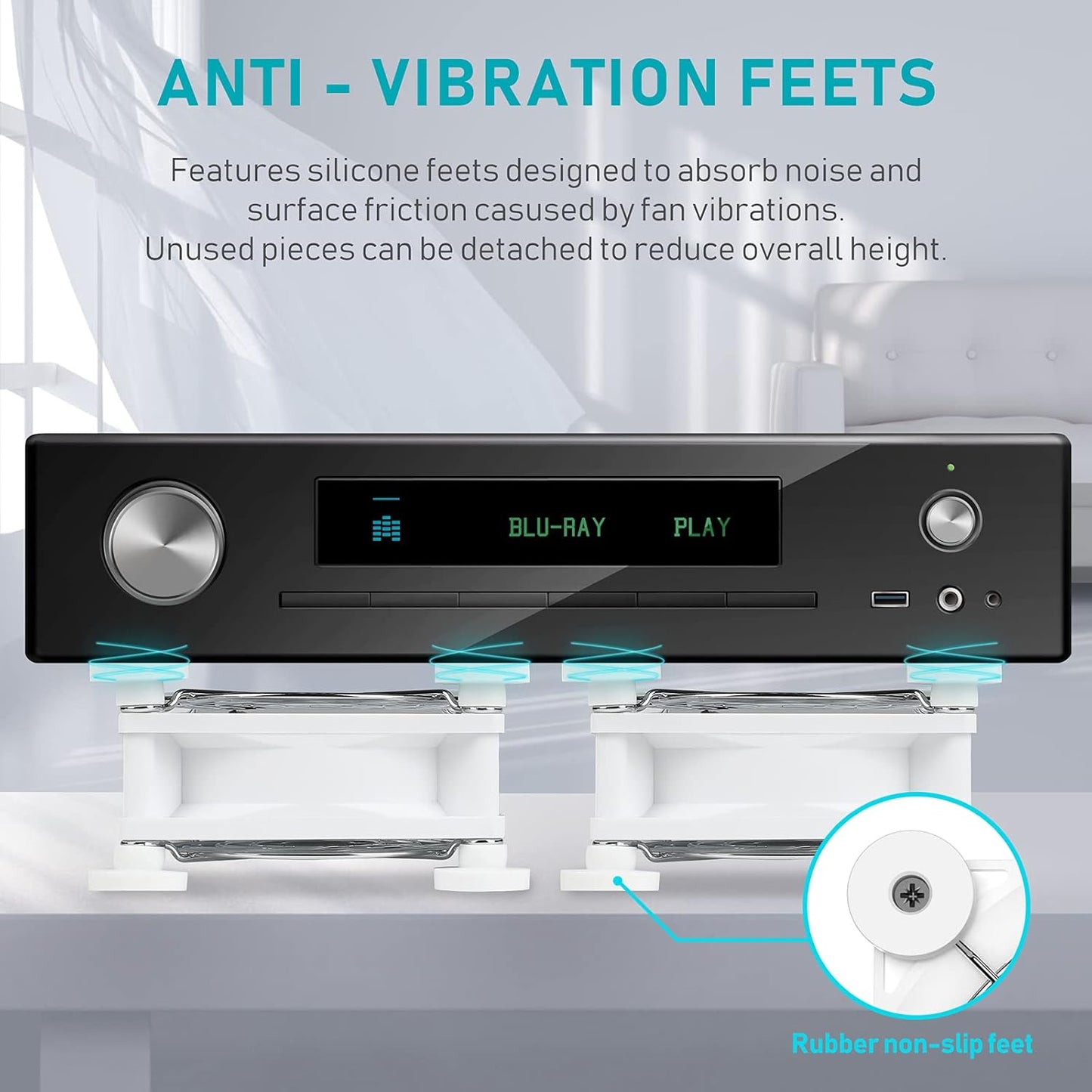 ANEXT, USB Fan, USB Computer Fan, Silent Fans for Receiver DVR PlayStation Xbox Computer, (80mm,White)