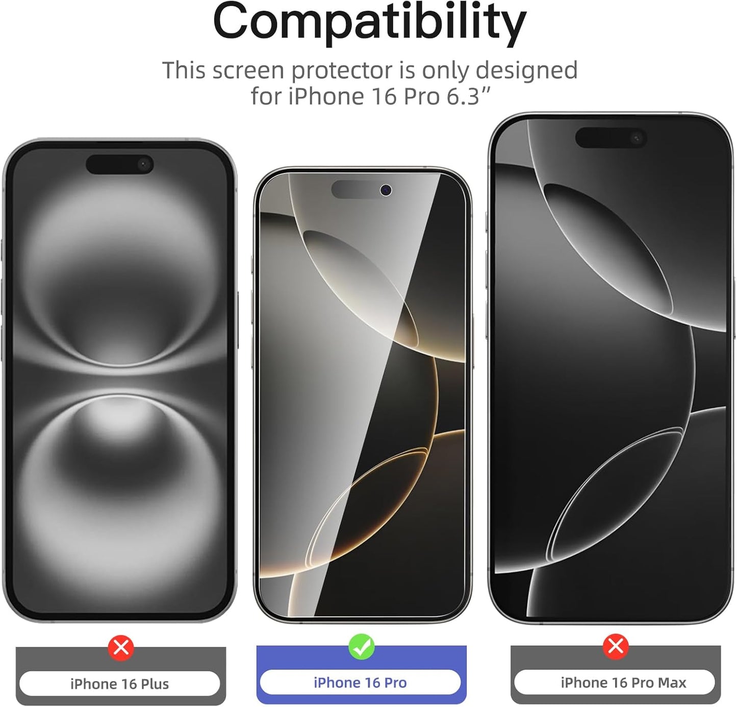 NEW'C 3 Pack Privacy for iPhone 16 Pro Screen Protector (6.3 inches), Anti-Spy Tempered Glass Film,Enhanced 28 Degree Privacy Angle - Easy installation tool included