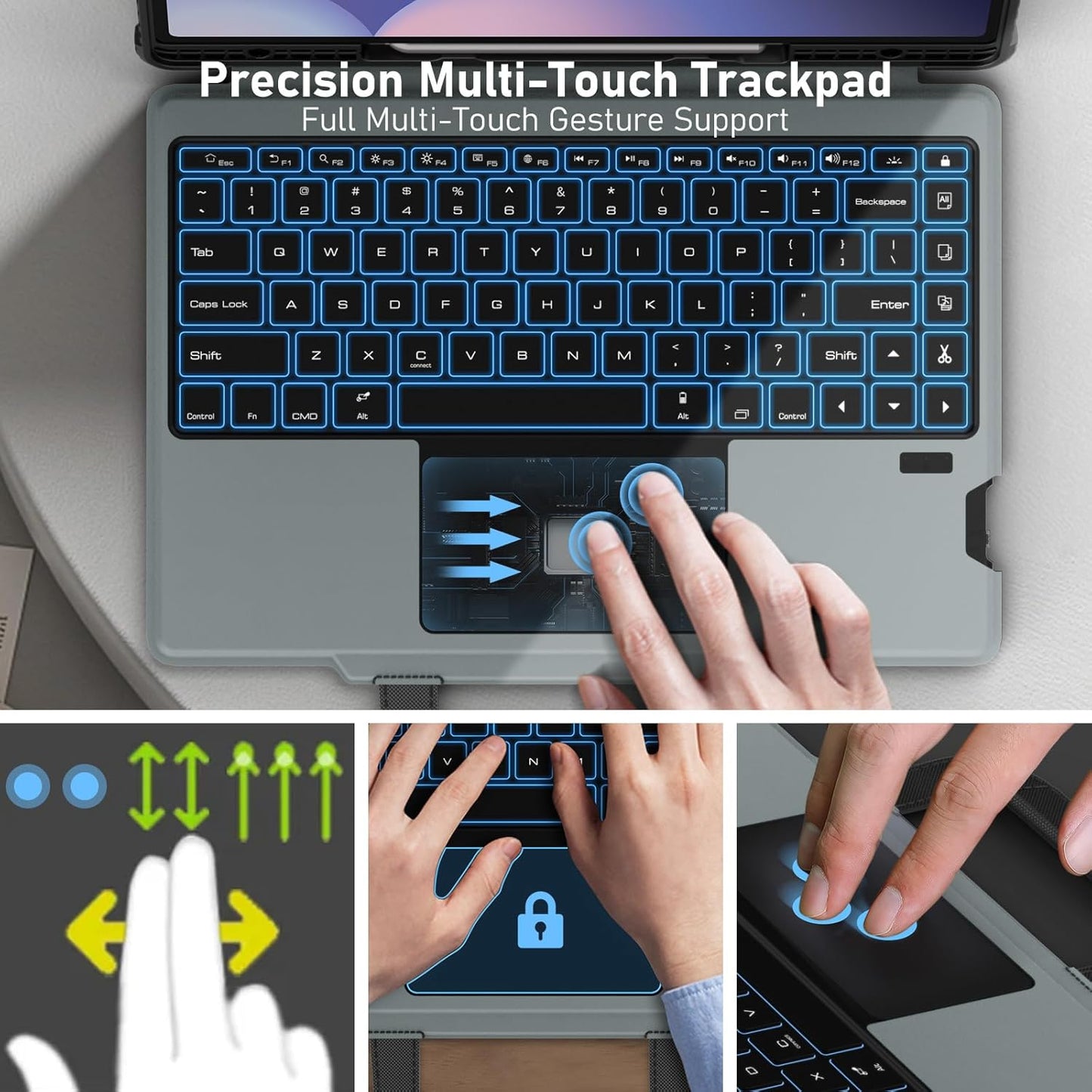 Nillkin for Samsung Galaxy Tab S10 Ultra Carry Go Portable Handle Detachable Keyboard Case with 7 Backlit, Kickstand, Trackpad, S Pen Holder, S9 Ultra 5G (14.6 inch)