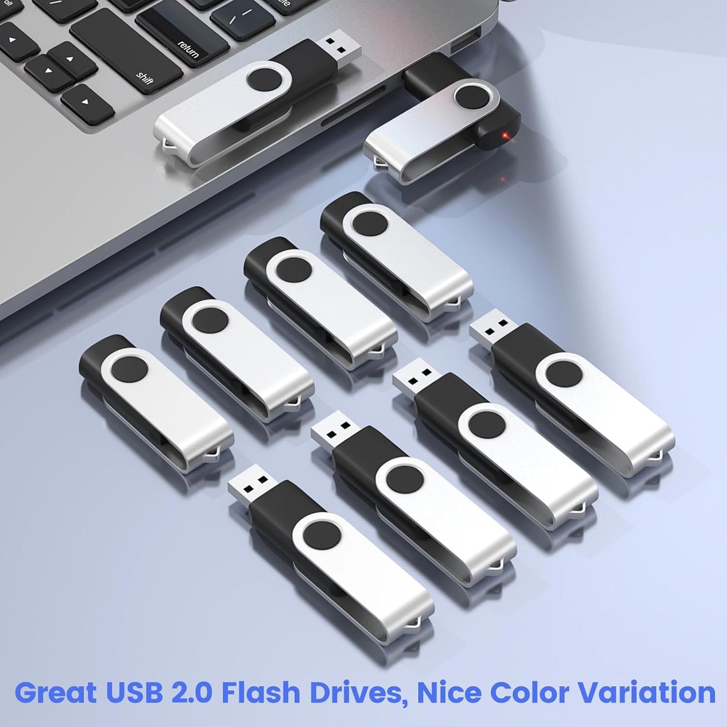 ABLAZE 32GB Flash Drive 2 Pack, USB 2.0 Thumb Drives with Lanyards Swivel USB Memory Stick 16GB