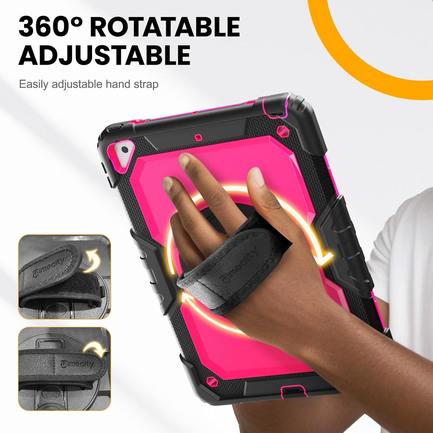 Timecity for iPad Air 3/ Pro 10.5 Inch Case, 360° Rotating Stand, Pencil Holder, Shockproof with Screen Protector & Shoulder Strap - Heavy Duty Protection Case for iPad Air 3rd Gen - Rose