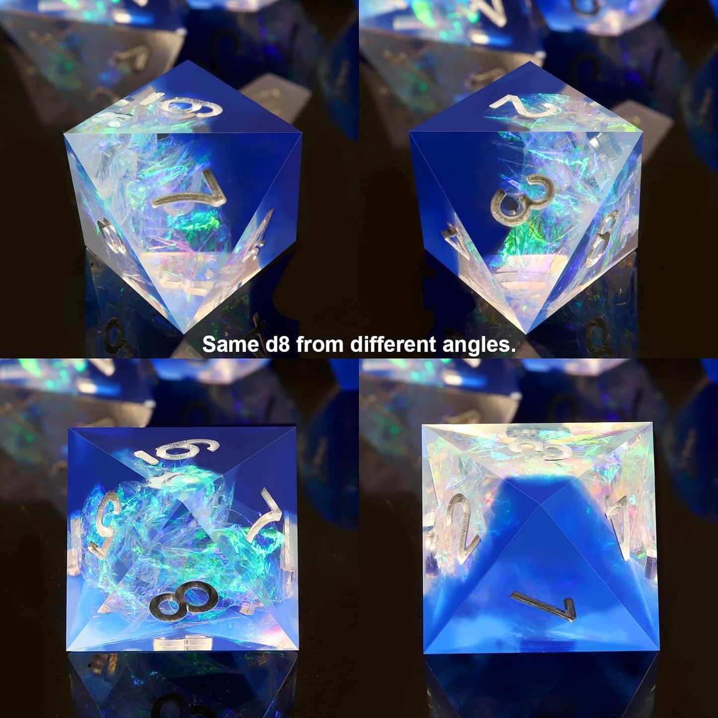 Haxtec DND Dice Set Sharp Edge Resin Dice with Dice Case Blue D&D Polyhedral Dice for TTRPGs Compatible with Dungeons and Dragons Galaxy Series