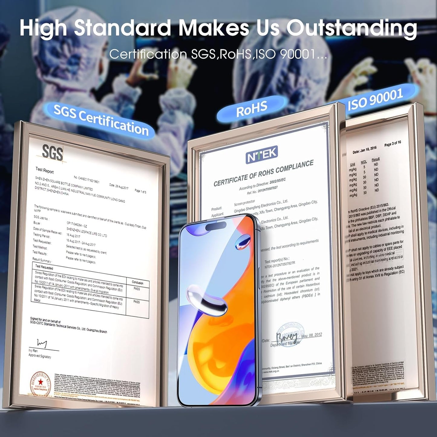 MOCOLL Anti-Blue Light Screen Protector for iPhone 15 Plus – Blue Light Blocking, HD Clarity, Scratch-Resistant, Easy Installation