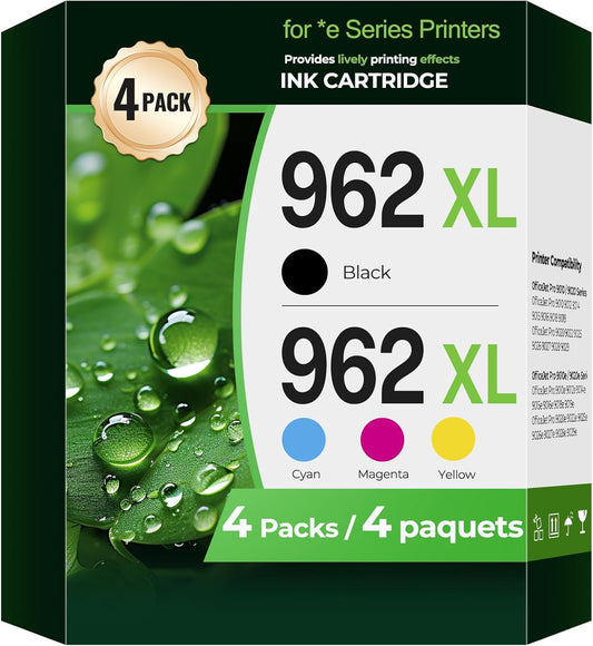 962 XL Ink Cartridges Combo Pack OfficeJet Pro 9015e 9018e 9025e 9010 9020 e Compatible for HP 962XL Ink Cartridges HP962XL/962 HP962XL Printer Ink for OfficeJet Pro 9010 9015 9018 9012 9025 9022 e