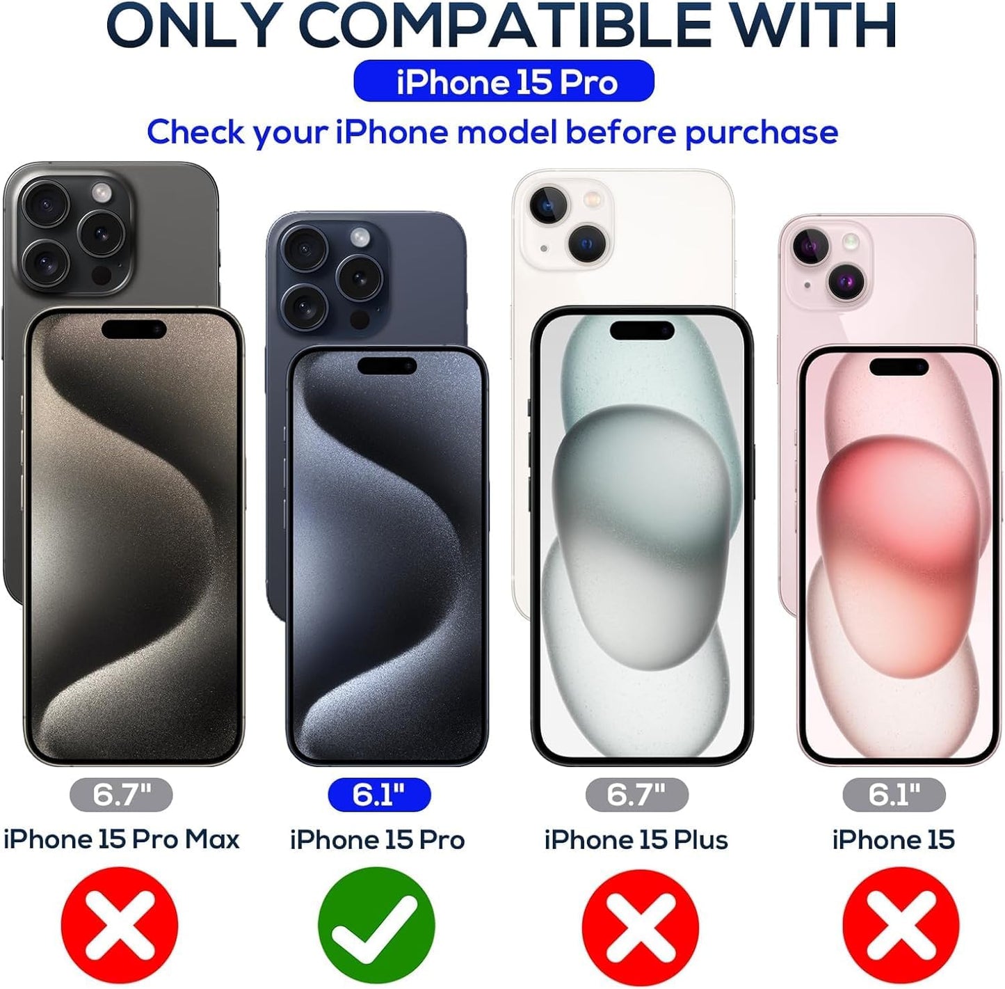 Screen Protector for iPhone 15 Pro [6.1 Inch],2 pcs Colorless Anti-Blue Light Tempered Glass Films, HD Clear, 9H Hardness, No Bubbles, Case Friendly with 2 pcs Camera Lens Protector