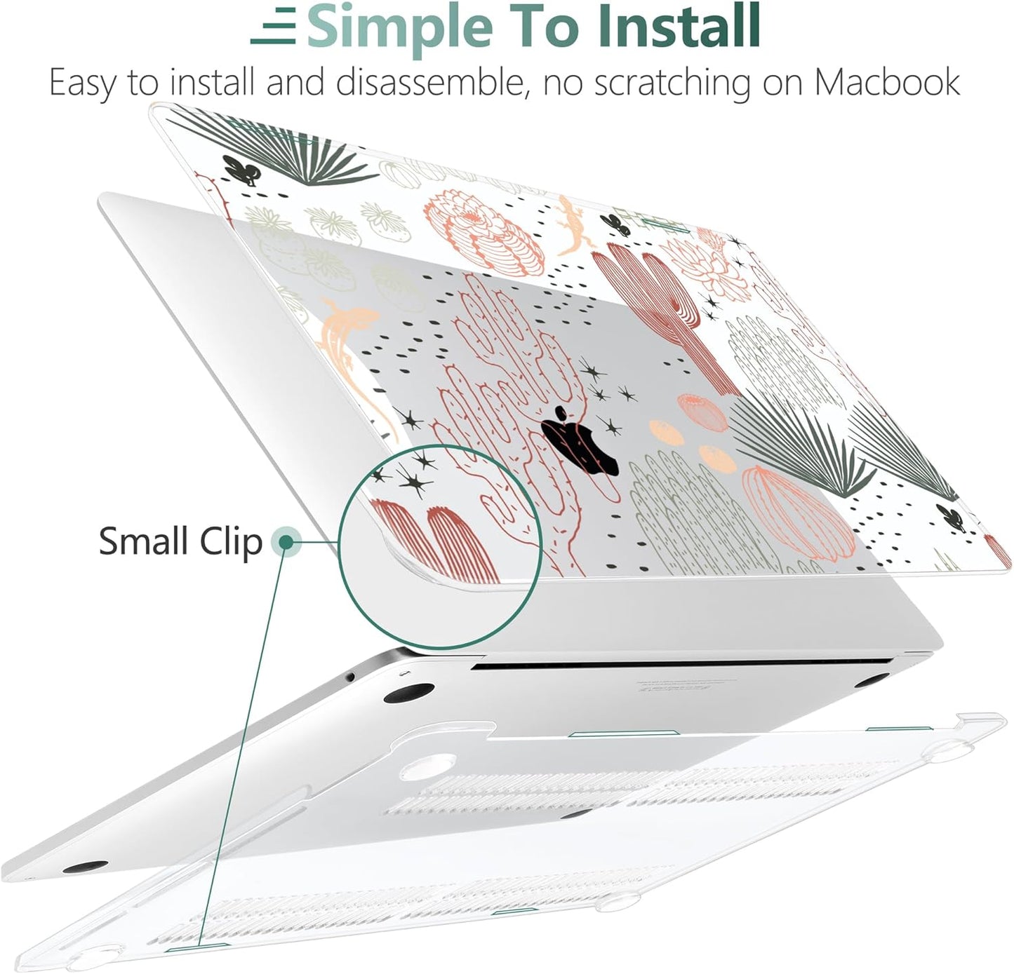 MEEgoodo Case for MacBook Pro 13 inch, Laptop Hard Shell Case with Keyboard & Camera Cover, Cacti