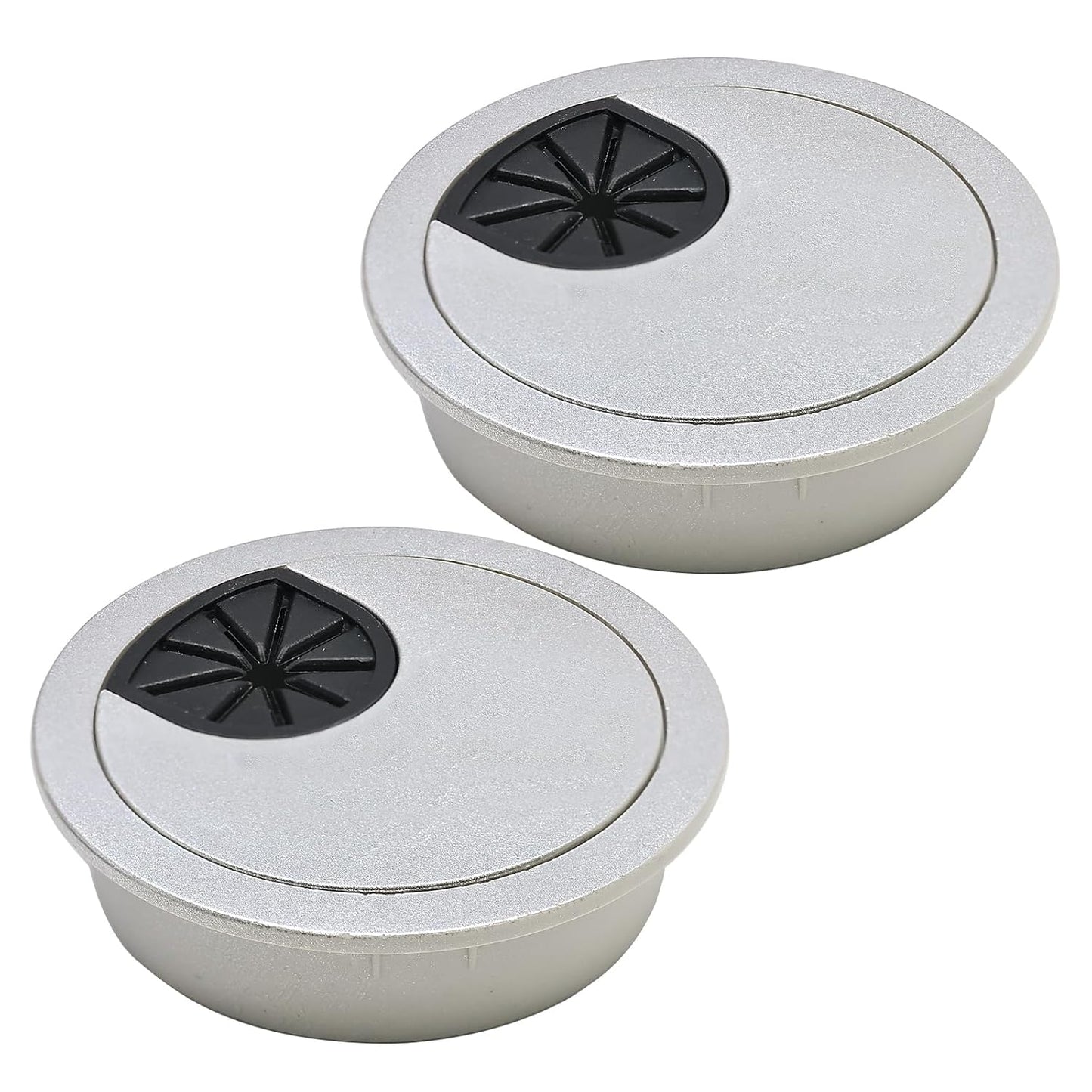 Desk Grommet 2-1/16" (53 mm), Desk Cord Hole Cover, Cable Grommet ABS Plastic, Desk Hole Grommet for Office and Home Table Cable, Detachable Cable Cord Organizer (Silver Sand 2 Pcs)