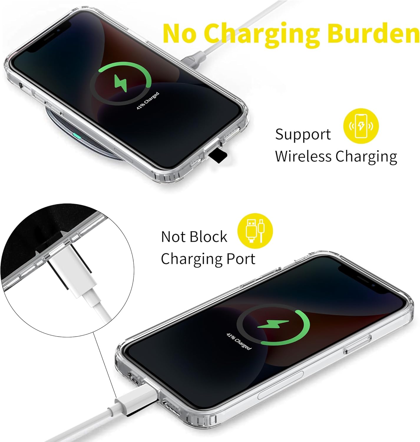 CACOE Phone Lanyard 2 Pcs-2 Pcs Adjustable Neck Strap, 4 Pcs Tether Tab, Universal Crossbody Multifuctional Cell Phone Lanyards Compatible with Most Smartphones(Black+Yellow)