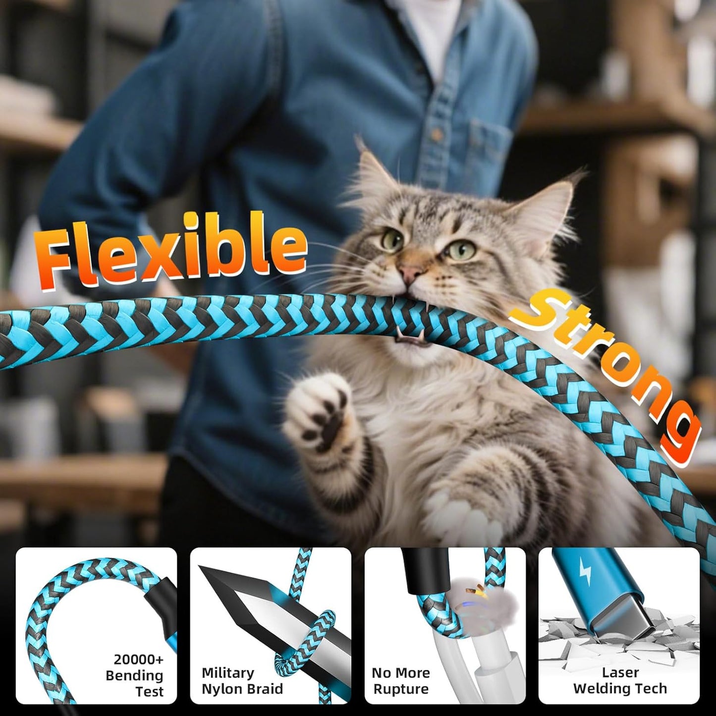 USB C Splitter Multi Charging Cable for Multiple Devices, Fast Charging 4 in 1 Charging Cord, Braided USB C Phone Charger Cable with 4 Type-C Connectors for iPhone 16 15 Pro Samsung S24 S23