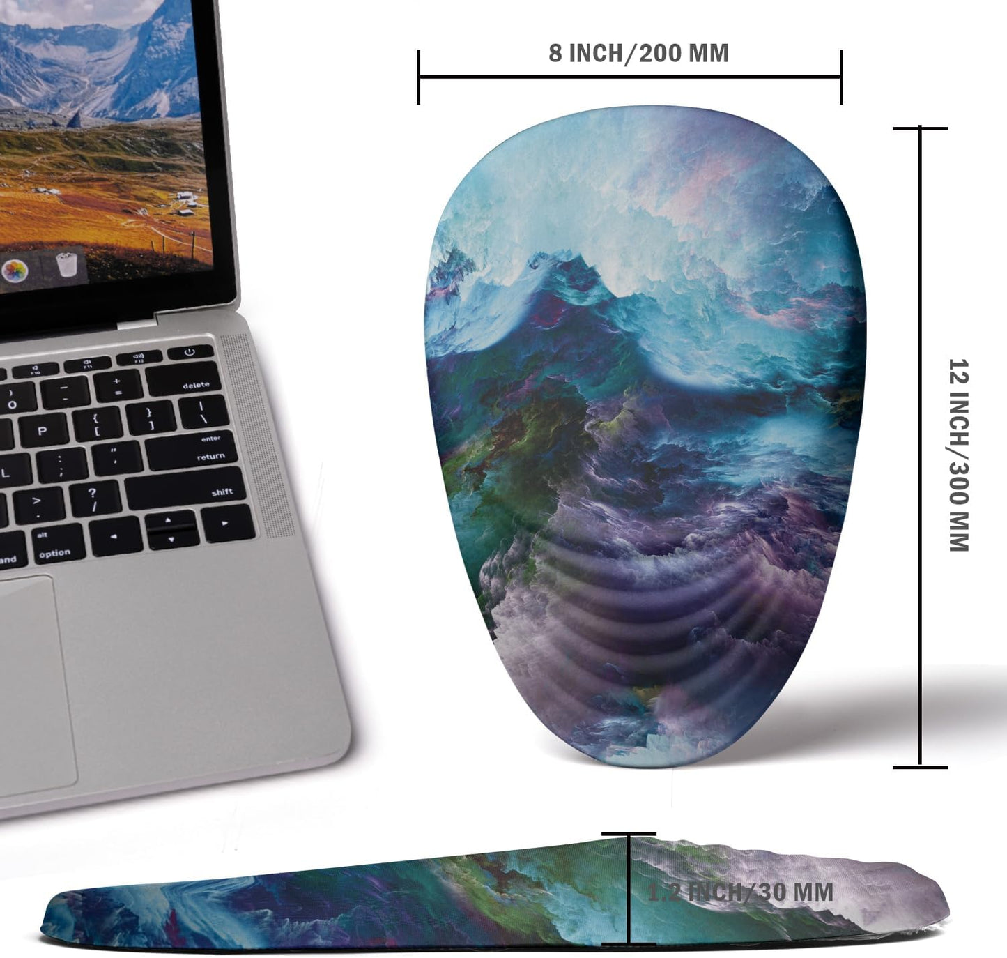 Ergonomic Memory Foam Mouse Pad with Wrist Rest Support, Non-Slip PU Base, Wireless, Galaxy Theme