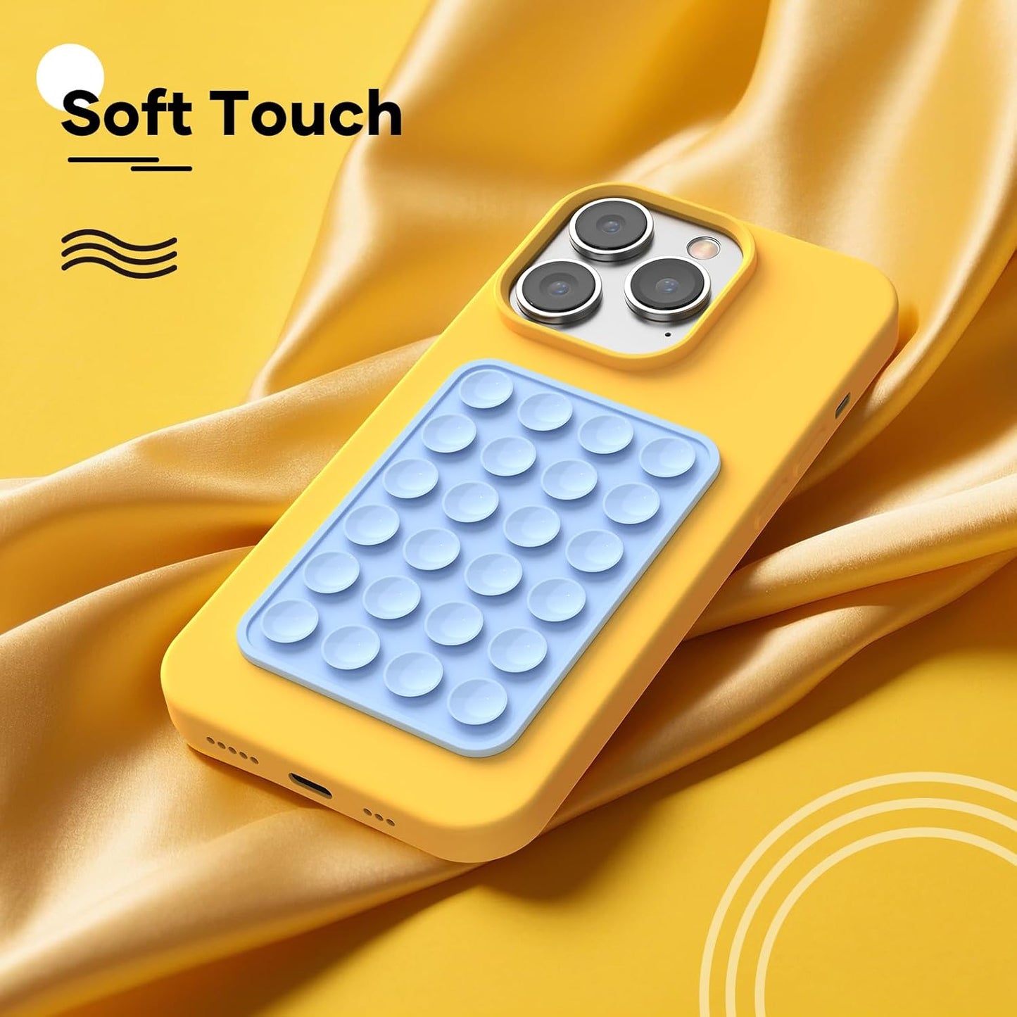 Silicone Phone Sticky Grip, Suction Phone Case Mount for iPhone and Android, Hands-Free Sticky Cell Phone Grip, Mobile Fidget Mirror Holder for Selfies and Videos