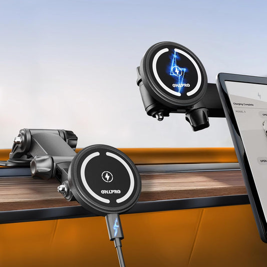 OHLPRO for MagSafe Car Mount for iPhone 16 15 14 Pro Max, 15W Fast Charging Phone Holder, Magnetic Car Charger Accessories, 360° Rotation, Adhesive Base for Tesla, Gift for Men Women, Black