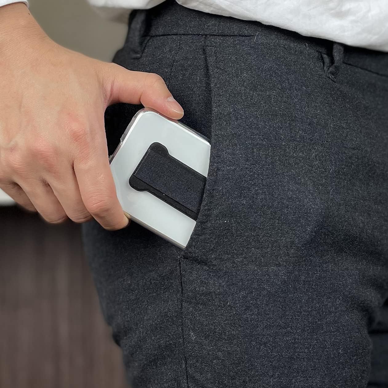 Cell Phone Finger Grip Strap Holder for Hand, Finger Strap Phone Holder, New Slim Finger Loop Selfie Grip Compatible with Most Smartphones - 2Pack(Black Gold)