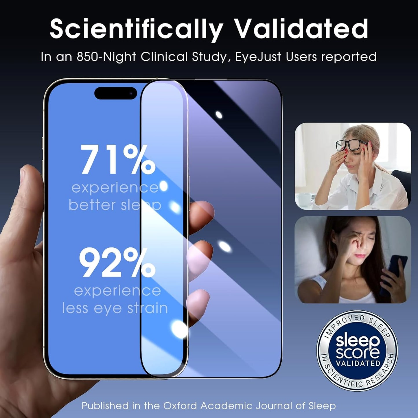 MOCOLL for iPhone 15 Pro Screen Protector Blue Light [6.1"] with Camera Lens Protector,【 Eye Protection】Anti Blue Light Tempered Glass for 15 Pro Screen Protector (2+2 Packs)