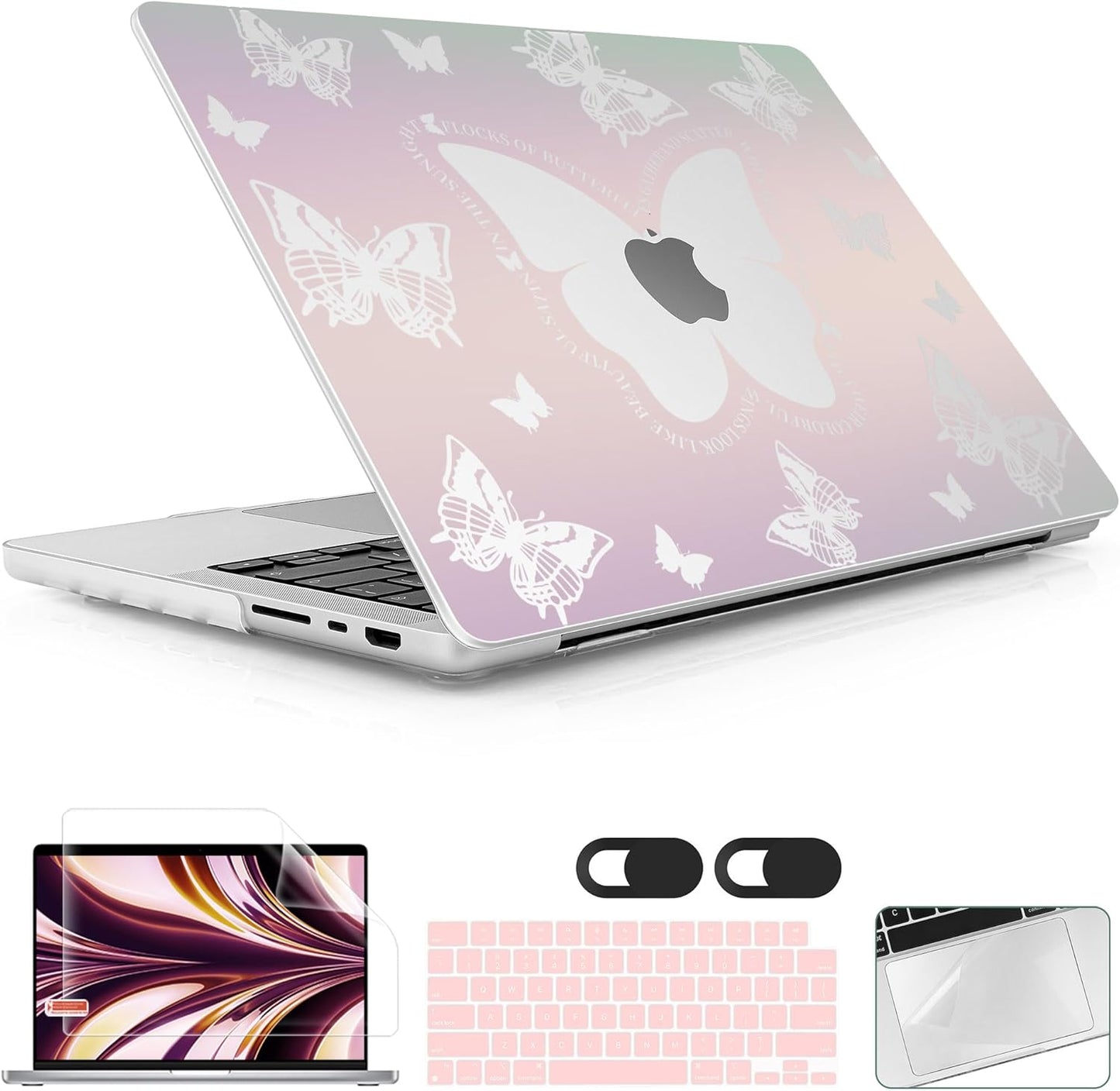 for MacBook Pro 16 inch Case 2021 2022 2023 2024 Release A3186 A3403 M4 A2991 M3 A2780 M2 A2485 M1 Pro/Max, Hard Shell Case with Screen Protector & Keyboard Cover, Butterfly