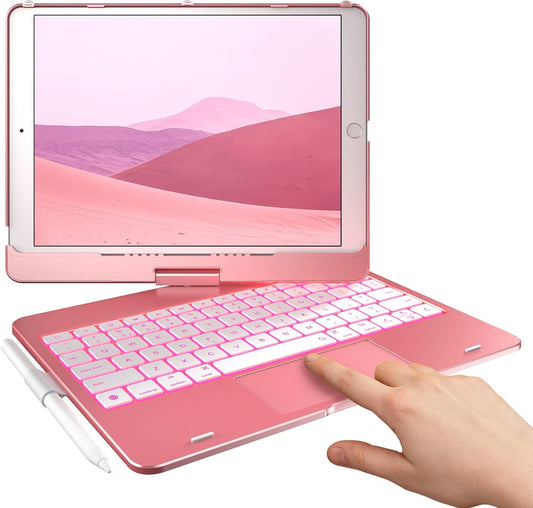 typecase Touch Case with Keyboard for iPad 9th Generation (10.2", 2021), Multi-Touch Trackpad, 10 Color Backlight, 360, Thin & Light - iPad 8th Gen (2020), 7th Gen (2019), Air 3, Pro 10.5 (Rose Gold)