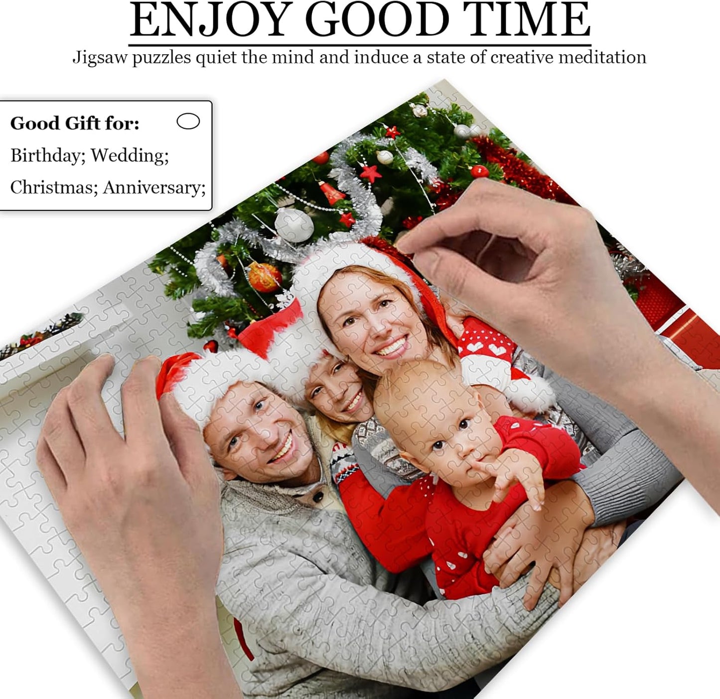 Custom Puzzle 120/200/300/500/1000/1500 Pieces, Personalized Puzzle from Your Own Photos, Customized Picture Jigsaw Puzzle Gift for Christmas Wedding Birthday Family