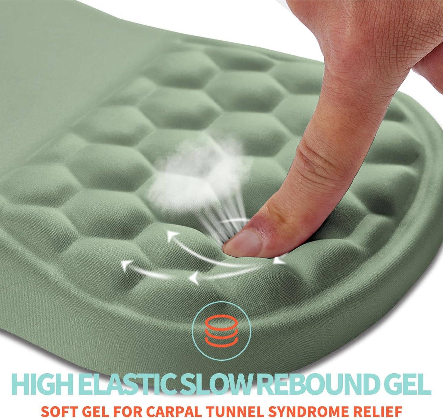 Ergonomic Mouse Pad Wrist Support with Memory Foam Massage Bulge, Carpal Tunnel Pain Relief Mousepad Wrist Rest for Mouse(12x8 inch, Light Green)