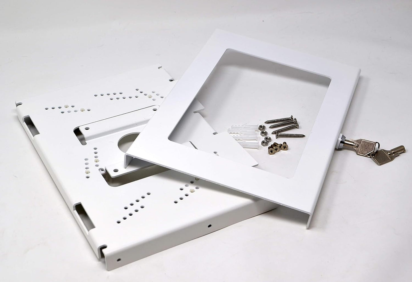 TABcare Locking Security Metal Case for iPad Mini Used as Kiosk, POS, Store, Show Display (White, iPad Mini 4/5)