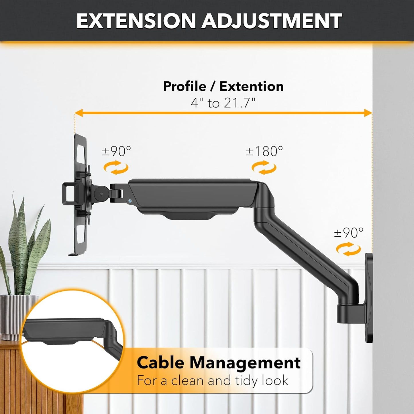 CondoMounts Laptop Wall Mount | Spring-Assisted Arm for 17"–32" Screens, Free-Tilting VESA Laptop Holder, Space-Saving Design, Heavy-Duty Build, Matte Black Finish, Easy DIY Installation