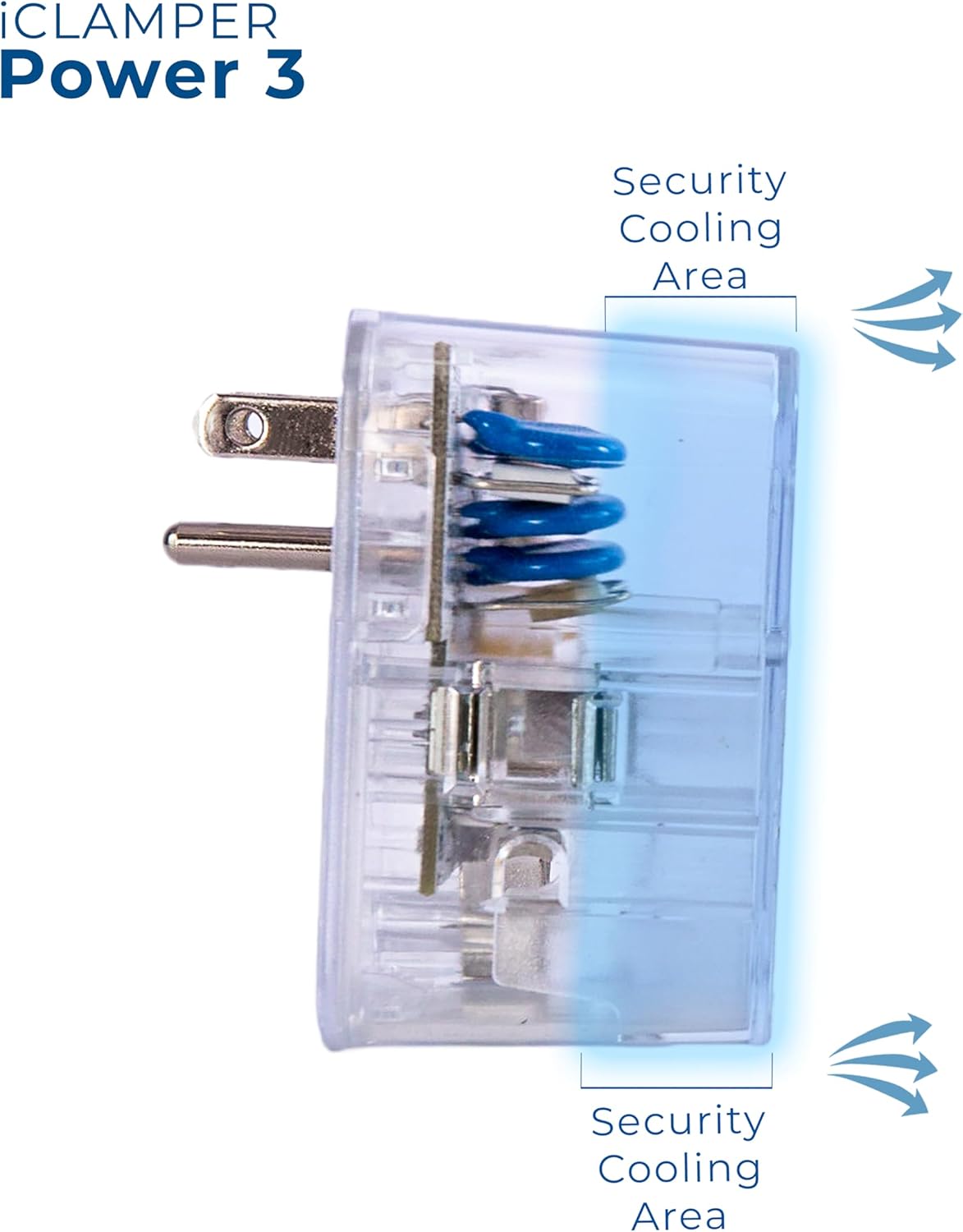 Clamper 3-Outlet Surge Protector 1800 Joules, 1875W, for TV, PC, Xbox, PS5, Refrigerators and Other Appliances (Compact Wall Surge Protector), iCLAMPER Power 3, 2-Pack Clear