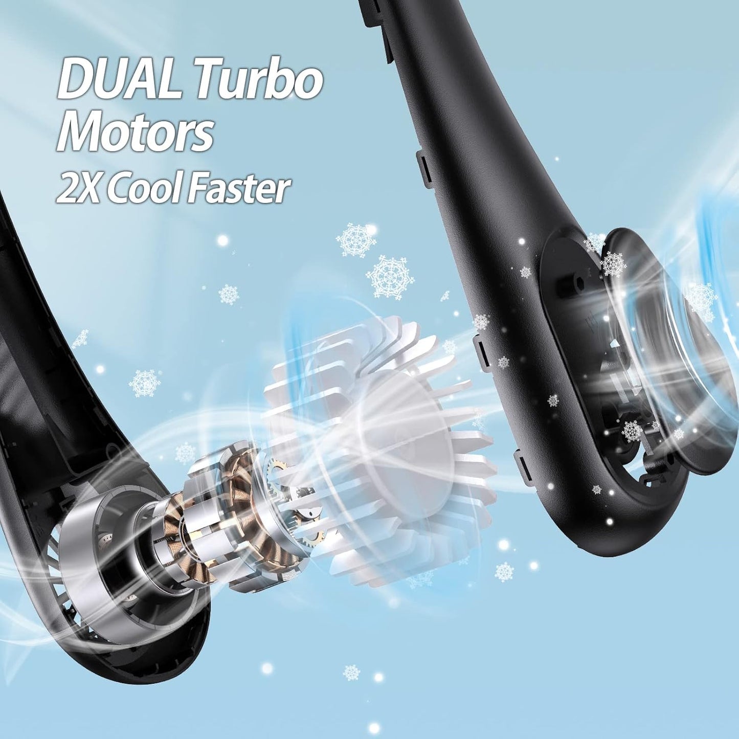 AMACOOL Bladeless Neck Fan Portable Personal Fan 5000mAh Rechargeable Battery Operated Wearable Fan for Women Men Outdoor Sport Travel Patio Garden Work Home Kitchen(Black)