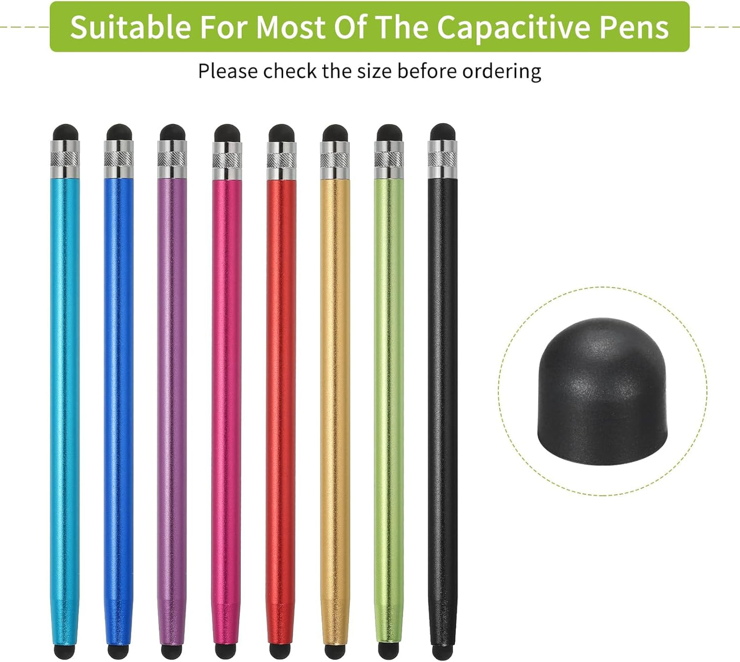 MECCANIXITY 40Pcs Replacement Stylus Pen Tips 7.5mm Conductive Capacitive Touch Screen Pens Tips Silicone Rubber, Black