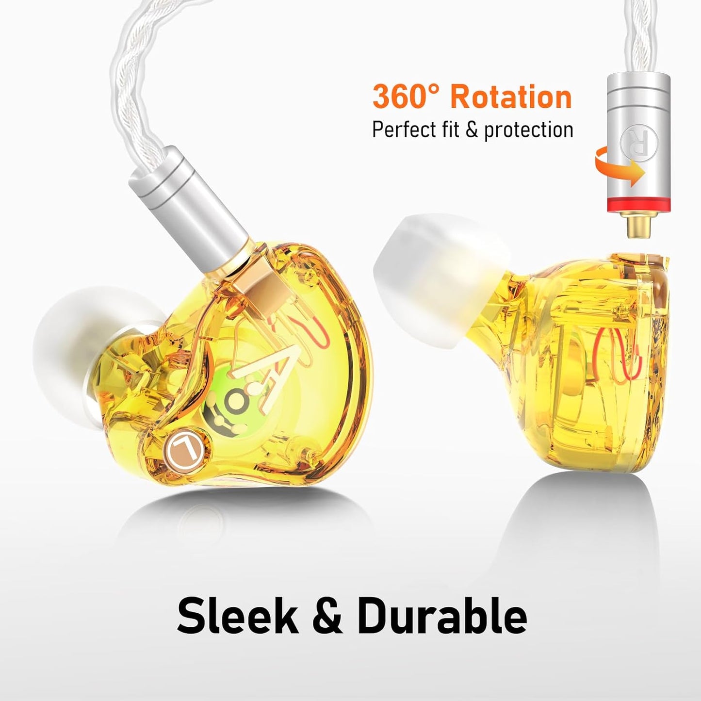 Vibes 202 Wired Earbuds - HiFi in Ear Monitor Headphones – Professional Noise-Isolating Ear Buds - Clear Sound, Deep Bass & Comfort-Fit IEM Earphones - MMCX to 3.5mm, Silver Plated Cord, Carrying Case