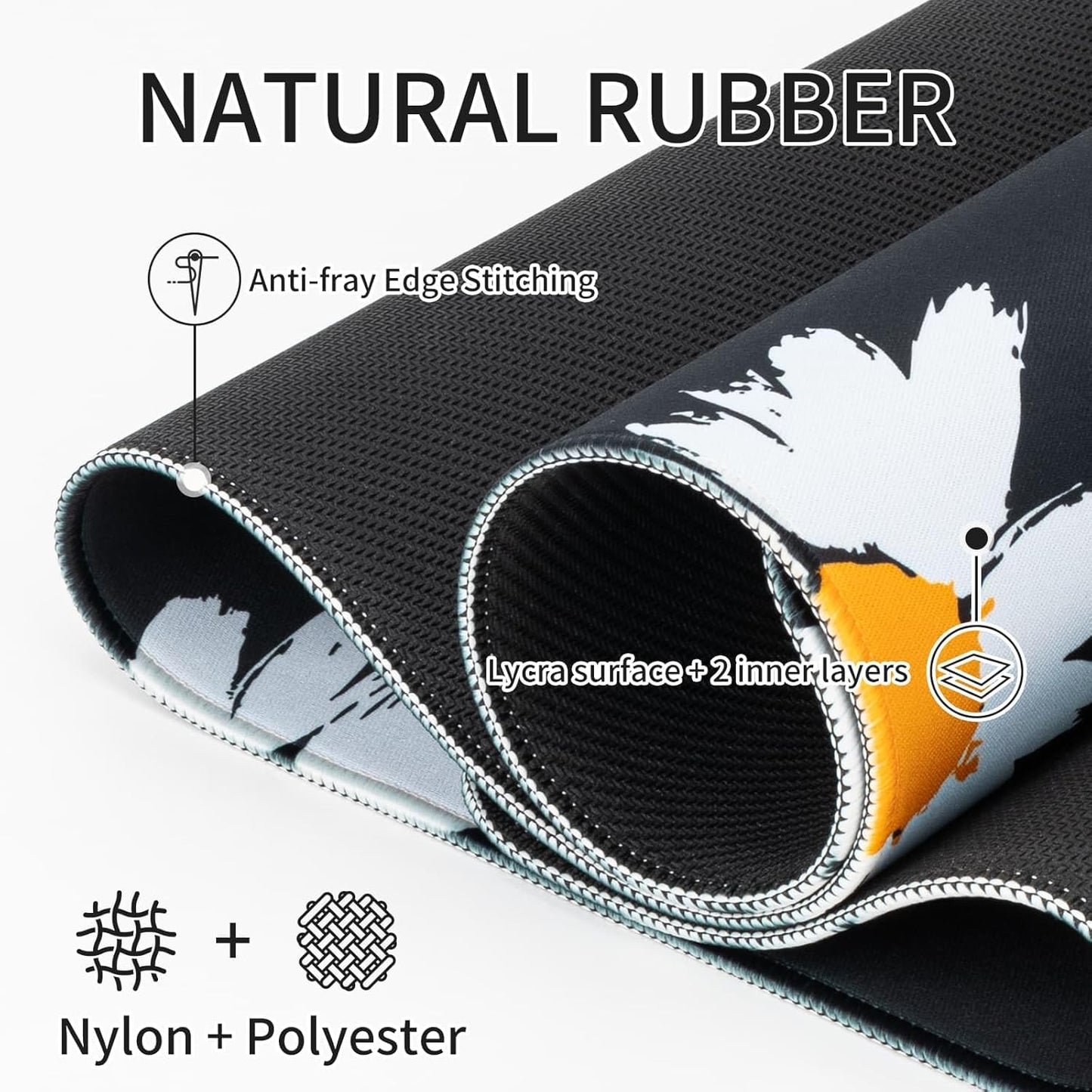 RAINYEAR Large Gaming Mouse Pad(31.5 x 11.8 Inch), Computer Mousepad with Anti-Slip Rubber Base, Smooth Large Keyboard Mouse Pad Mat for Gamer, Office, Home, Black Daisy